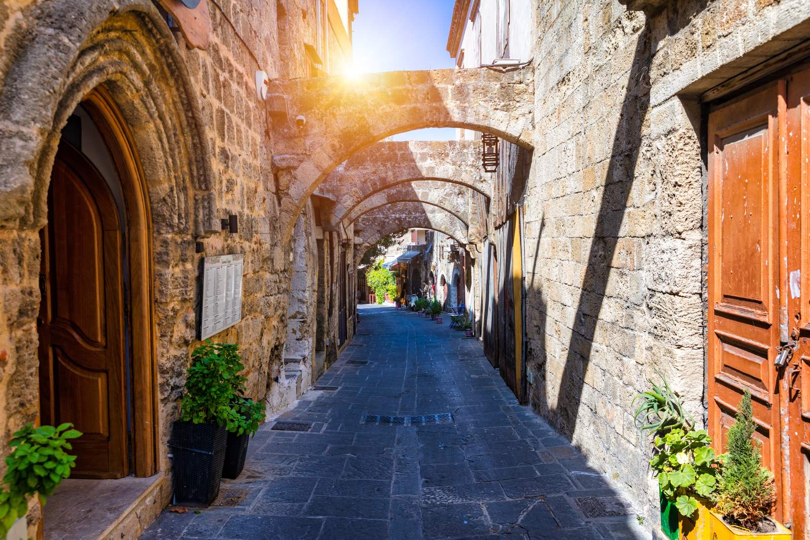 A quiet lane in Rhodes Old Town in the low season